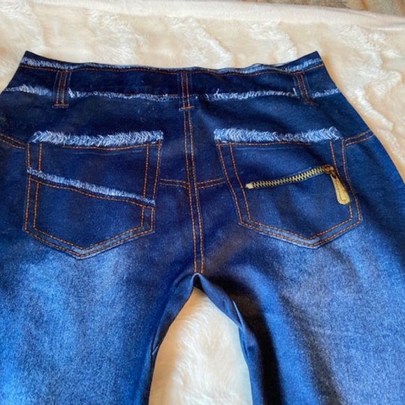 2/$40 Cherokee Leggings Blue Faux Jean-look Girls Size L - Picture 4 of 11